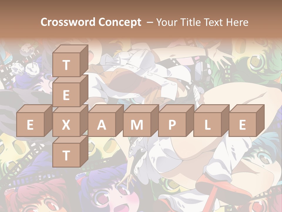 A Woman In A White Shirt And Skirt Is Surrounded By Anime Characters PowerPoint Template