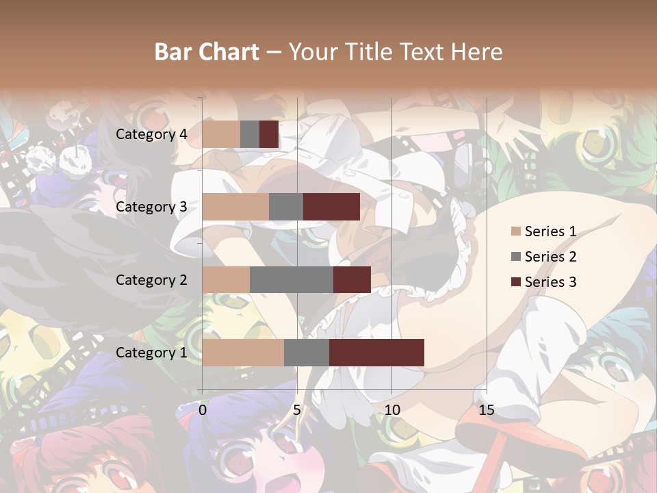 A Woman In A White Shirt And Skirt Is Surrounded By Anime Characters PowerPoint Template