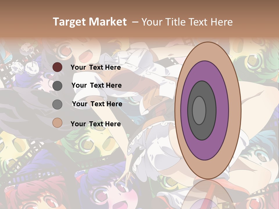 A Woman In A White Shirt And Skirt Is Surrounded By Anime Characters PowerPoint Template