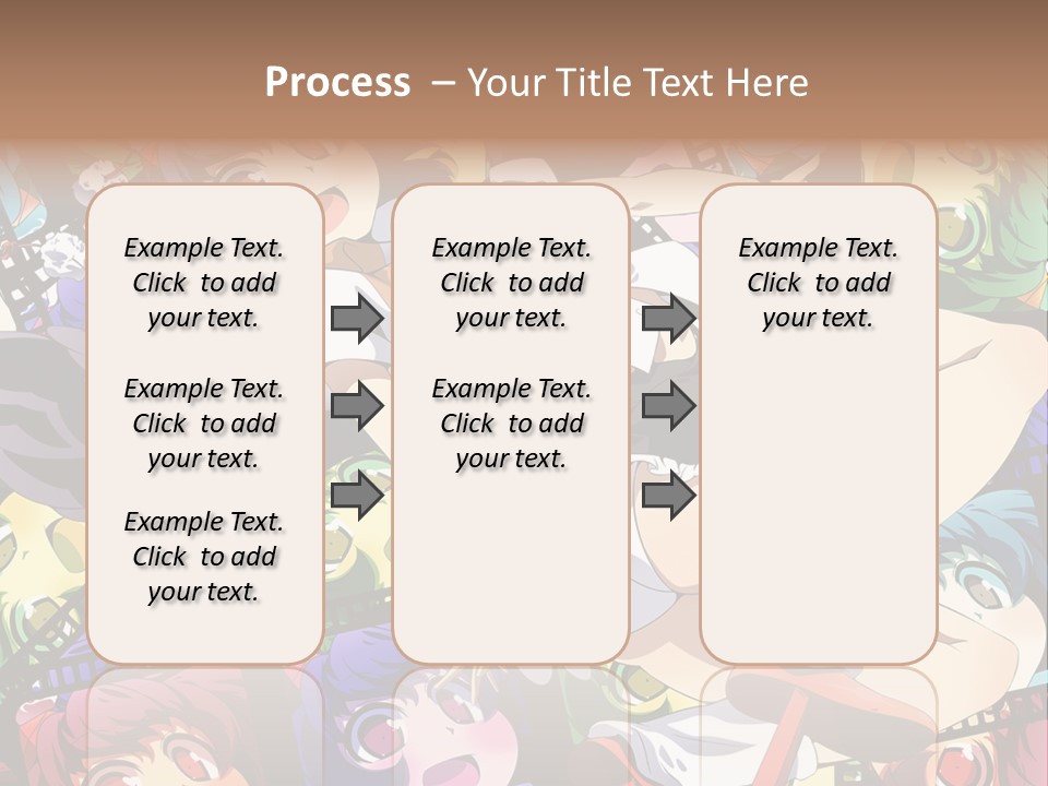 A Woman In A White Shirt And Skirt Is Surrounded By Anime Characters PowerPoint Template