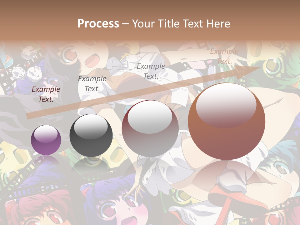 A Woman In A White Shirt And Skirt Is Surrounded By Anime Characters PowerPoint Template