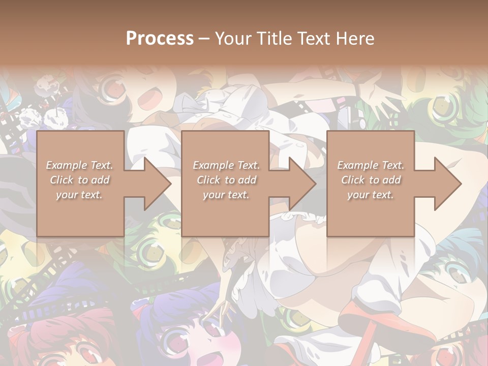A Woman In A White Shirt And Skirt Is Surrounded By Anime Characters PowerPoint Template