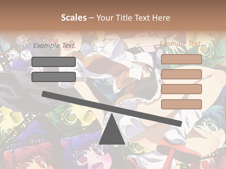 A Woman In A White Shirt And Skirt Is Surrounded By Anime Characters PowerPoint Template