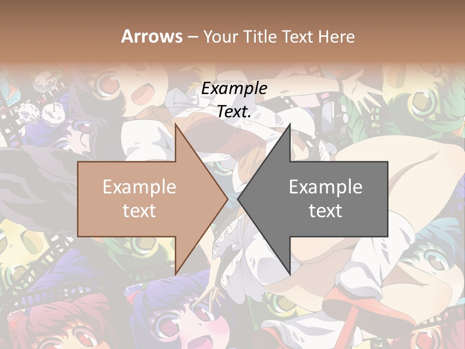 A Woman In A White Shirt And Skirt Is Surrounded By Anime Characters PowerPoint Template