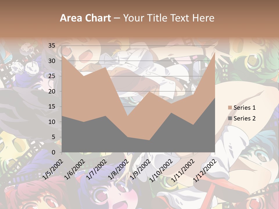 A Woman In A White Shirt And Skirt Is Surrounded By Anime Characters PowerPoint Template