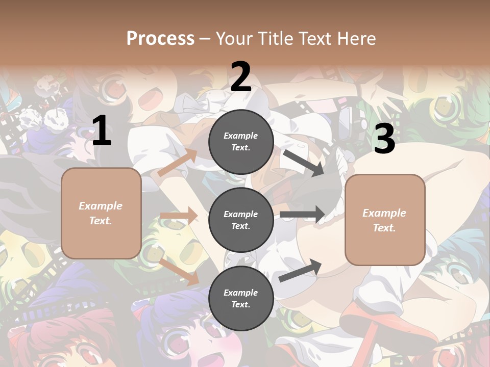 A Woman In A White Shirt And Skirt Is Surrounded By Anime Characters PowerPoint Template