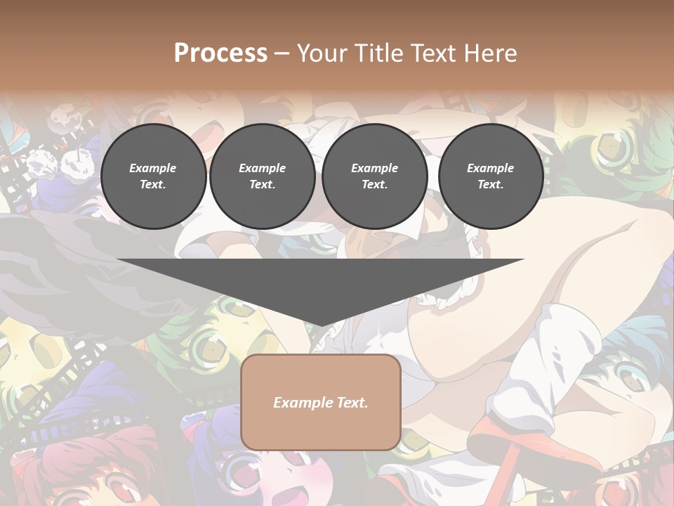 A Woman In A White Shirt And Skirt Is Surrounded By Anime Characters PowerPoint Template
