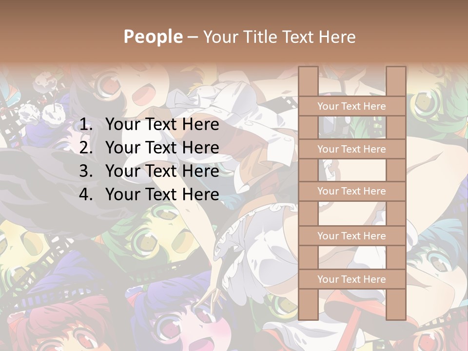 A Woman In A White Shirt And Skirt Is Surrounded By Anime Characters PowerPoint Template