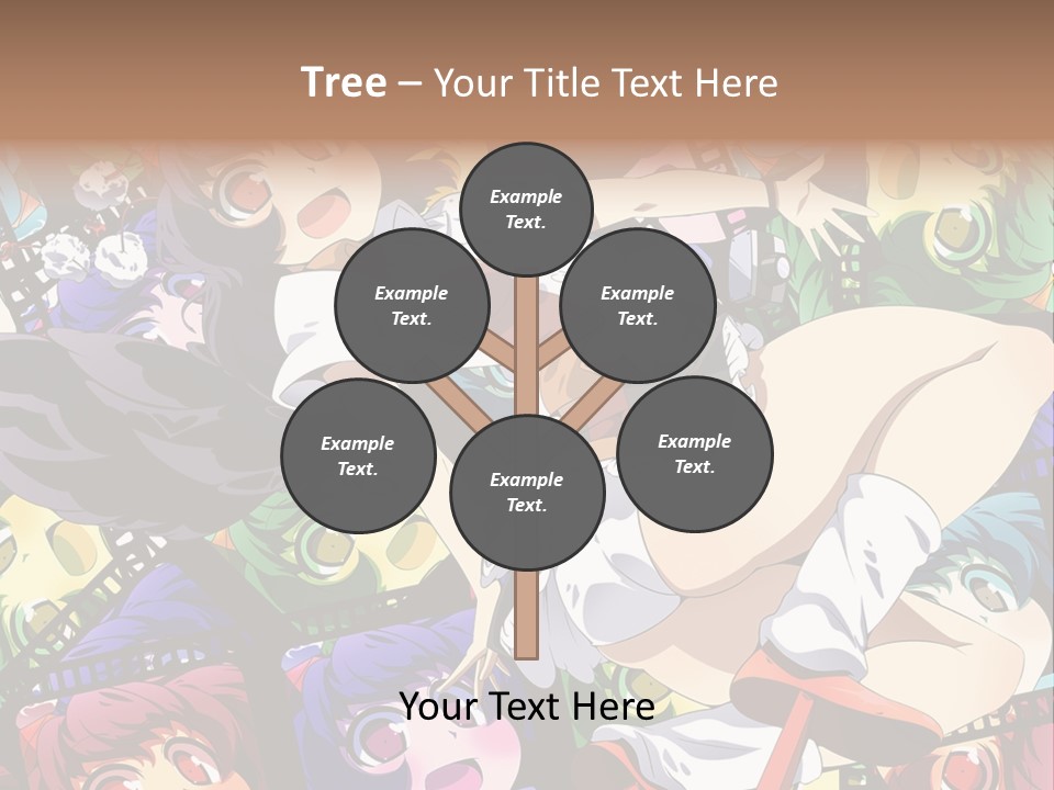 A Woman In A White Shirt And Skirt Is Surrounded By Anime Characters PowerPoint Template