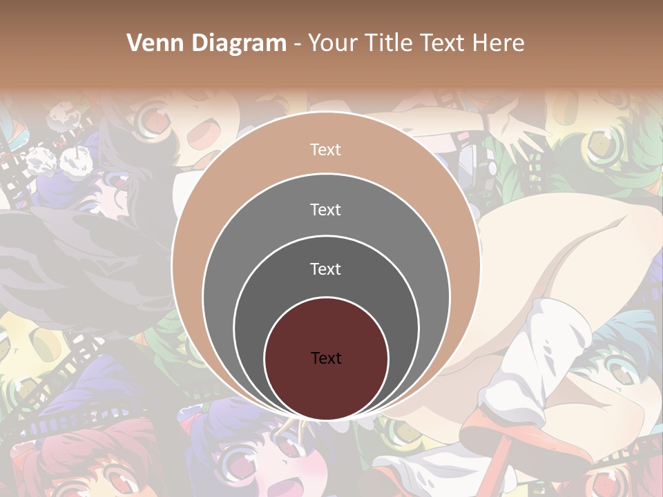 A Woman In A White Shirt And Skirt Is Surrounded By Anime Characters PowerPoint Template