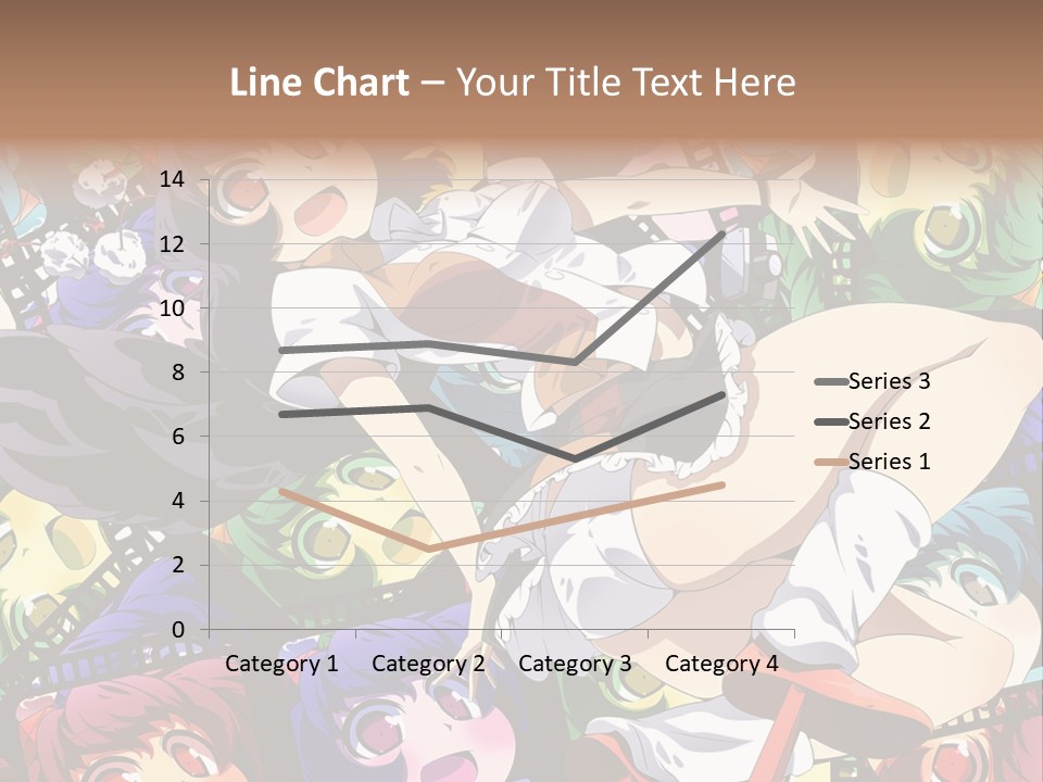 A Woman In A White Shirt And Skirt Is Surrounded By Anime Characters PowerPoint Template