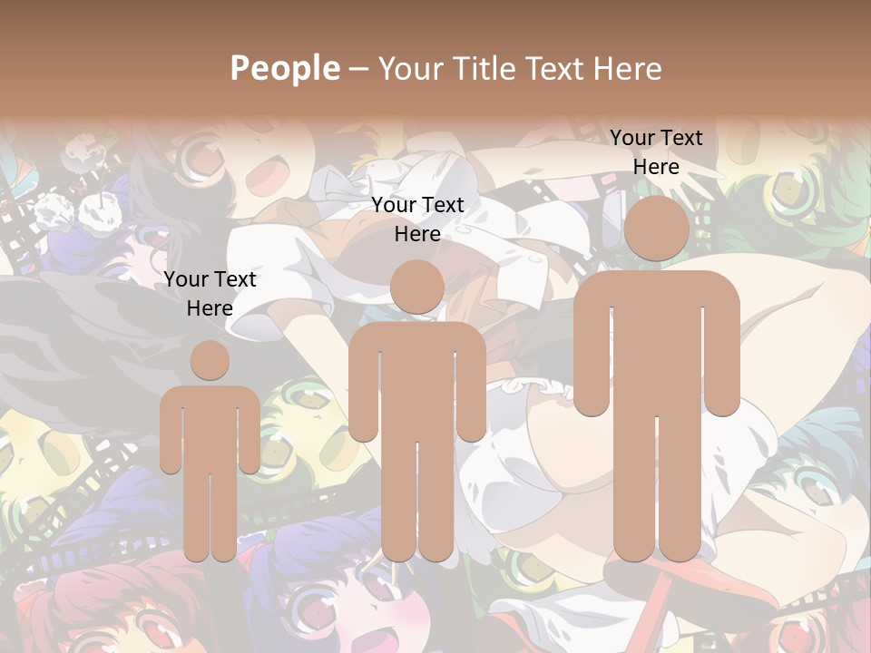 A Woman In A White Shirt And Skirt Is Surrounded By Anime Characters PowerPoint Template