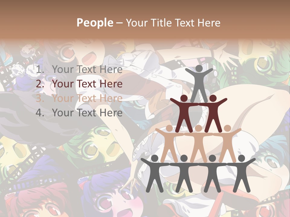 A Woman In A White Shirt And Skirt Is Surrounded By Anime Characters PowerPoint Template