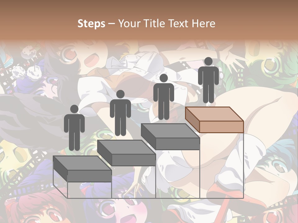 A Woman In A White Shirt And Skirt Is Surrounded By Anime Characters PowerPoint Template