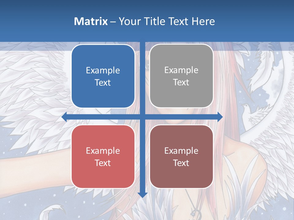 A Woman With Pink Hair And Angel Wings In Front Of A Blue Background PowerPoint Template