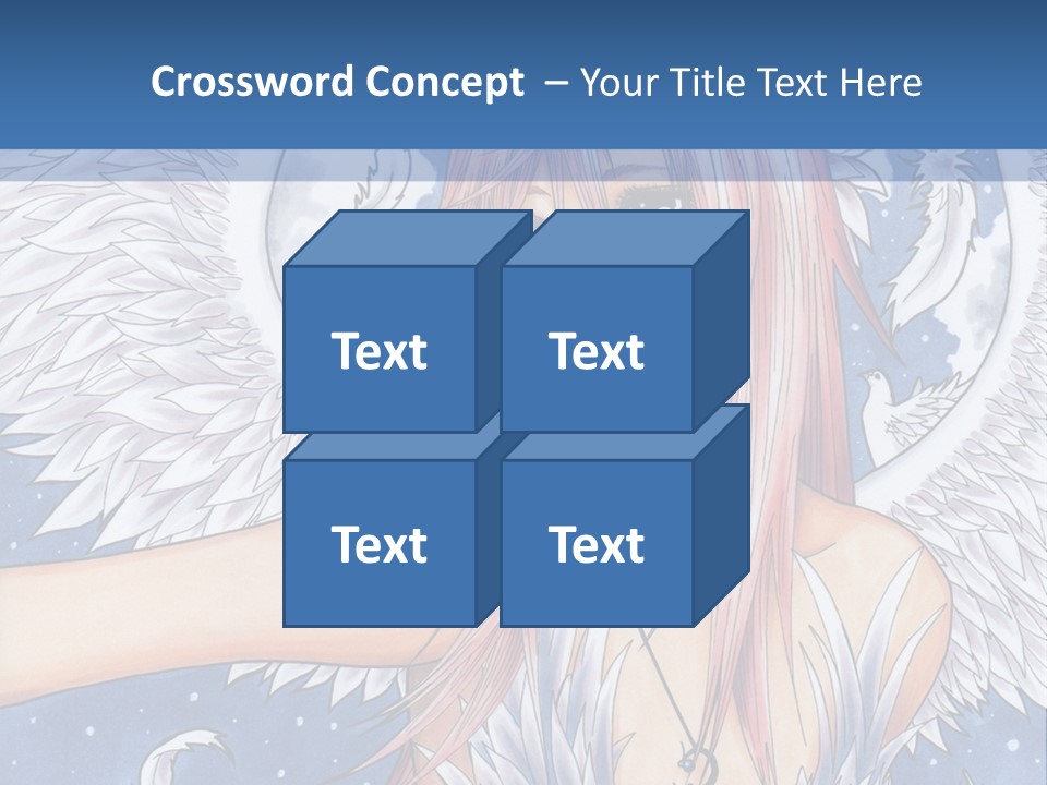 A Woman With Pink Hair And Angel Wings In Front Of A Blue Background PowerPoint Template