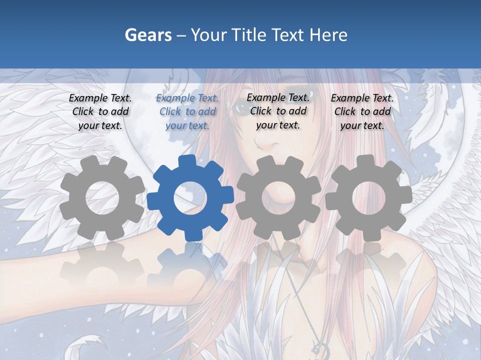 A Woman With Pink Hair And Angel Wings In Front Of A Blue Background PowerPoint Template