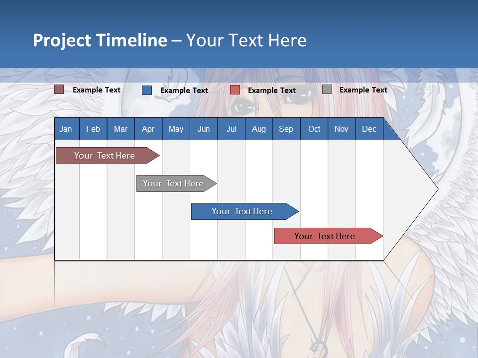 A Woman With Pink Hair And Angel Wings In Front Of A Blue Background PowerPoint Template