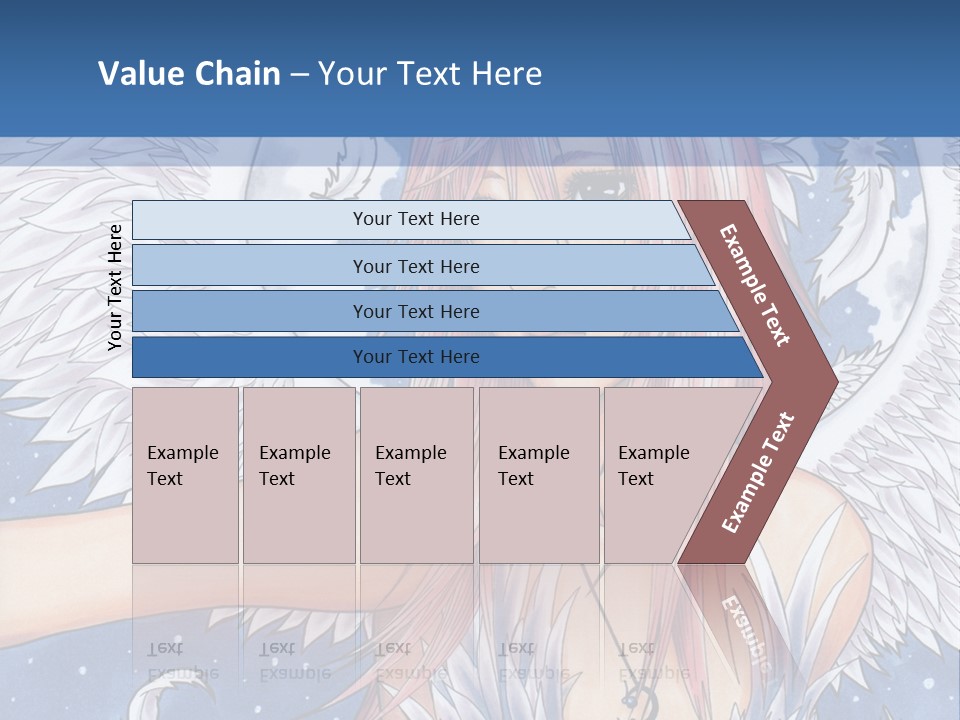 A Woman With Pink Hair And Angel Wings In Front Of A Blue Background PowerPoint Template