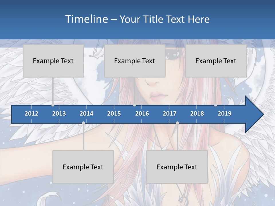 A Woman With Pink Hair And Angel Wings In Front Of A Blue Background PowerPoint Template