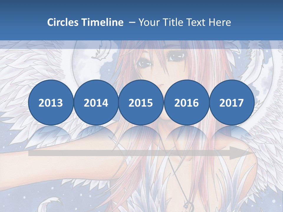 A Woman With Pink Hair And Angel Wings In Front Of A Blue Background PowerPoint Template