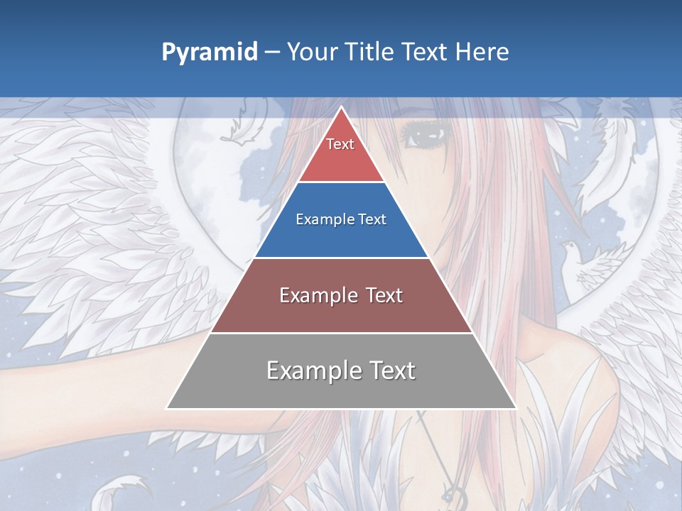 A Woman With Pink Hair And Angel Wings In Front Of A Blue Background PowerPoint Template