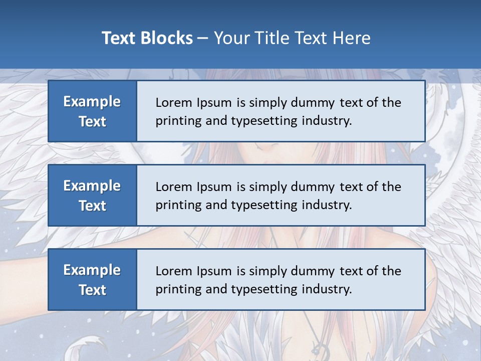 A Woman With Pink Hair And Angel Wings In Front Of A Blue Background PowerPoint Template