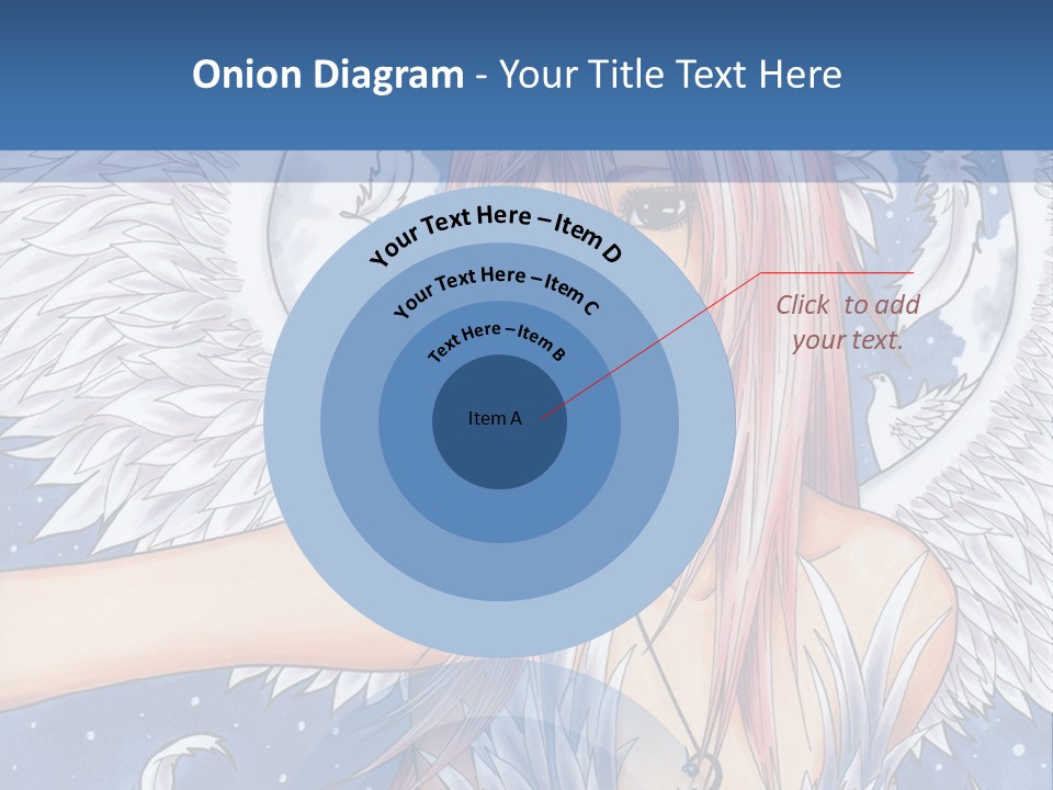 A Woman With Pink Hair And Angel Wings In Front Of A Blue Background PowerPoint Template