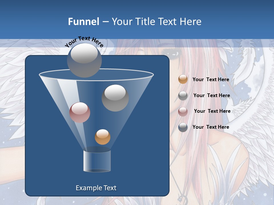 A Woman With Pink Hair And Angel Wings In Front Of A Blue Background PowerPoint Template