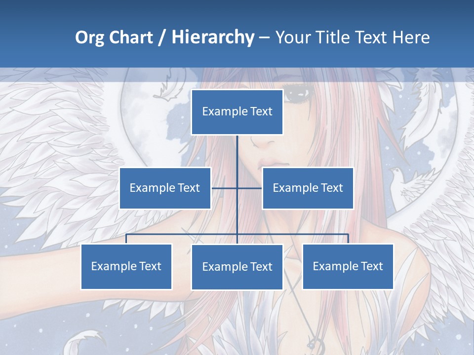 A Woman With Pink Hair And Angel Wings In Front Of A Blue Background PowerPoint Template