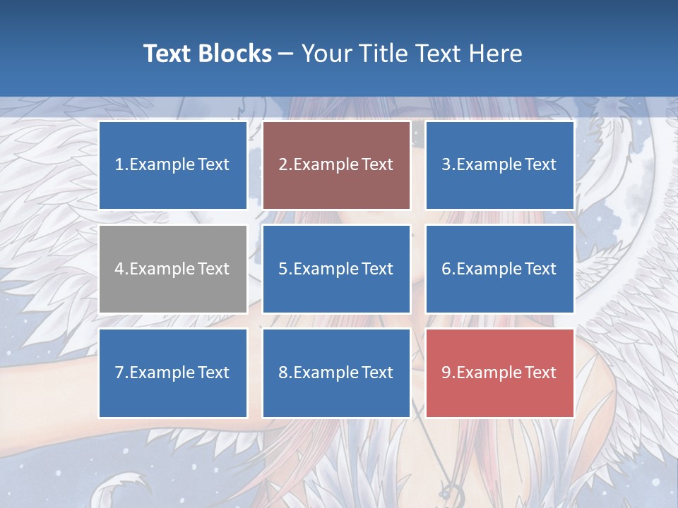 A Woman With Pink Hair And Angel Wings In Front Of A Blue Background PowerPoint Template