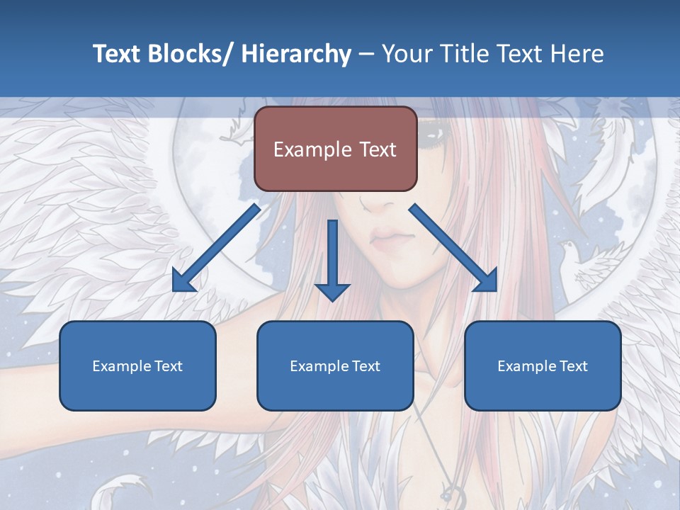 A Woman With Pink Hair And Angel Wings In Front Of A Blue Background PowerPoint Template