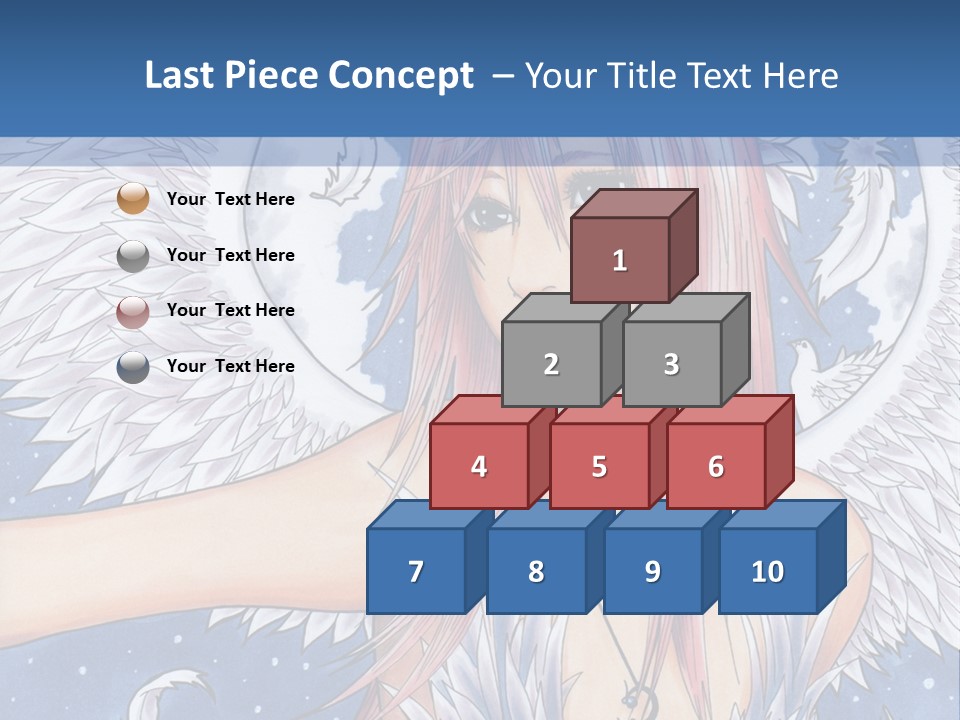 A Woman With Pink Hair And Angel Wings In Front Of A Blue Background PowerPoint Template