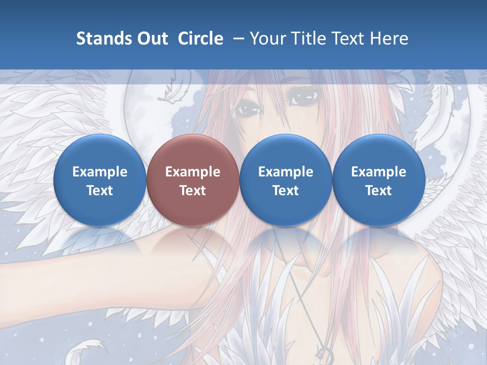 A Woman With Pink Hair And Angel Wings In Front Of A Blue Background PowerPoint Template