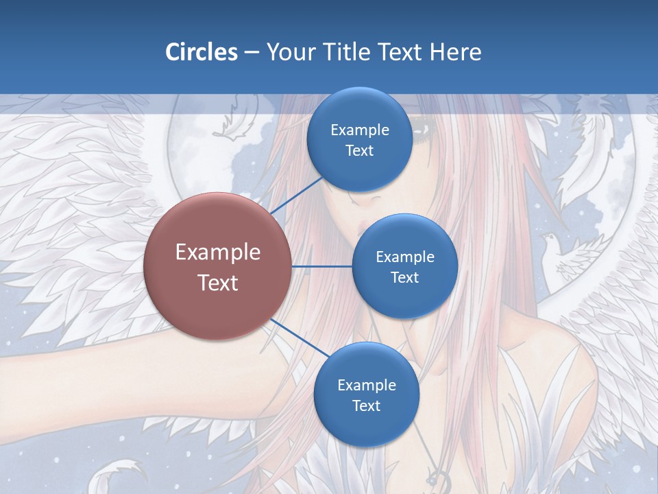 A Woman With Pink Hair And Angel Wings In Front Of A Blue Background PowerPoint Template