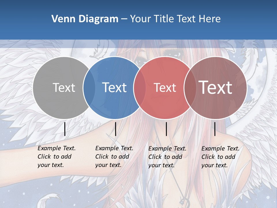 A Woman With Pink Hair And Angel Wings In Front Of A Blue Background PowerPoint Template