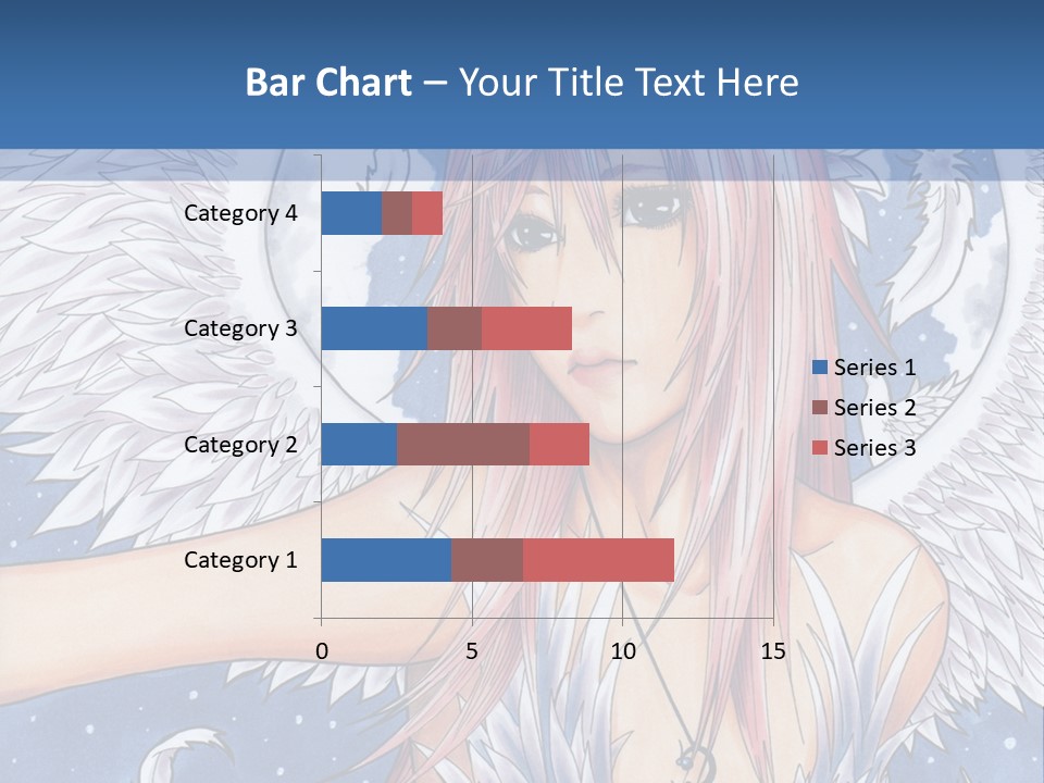 A Woman With Pink Hair And Angel Wings In Front Of A Blue Background PowerPoint Template