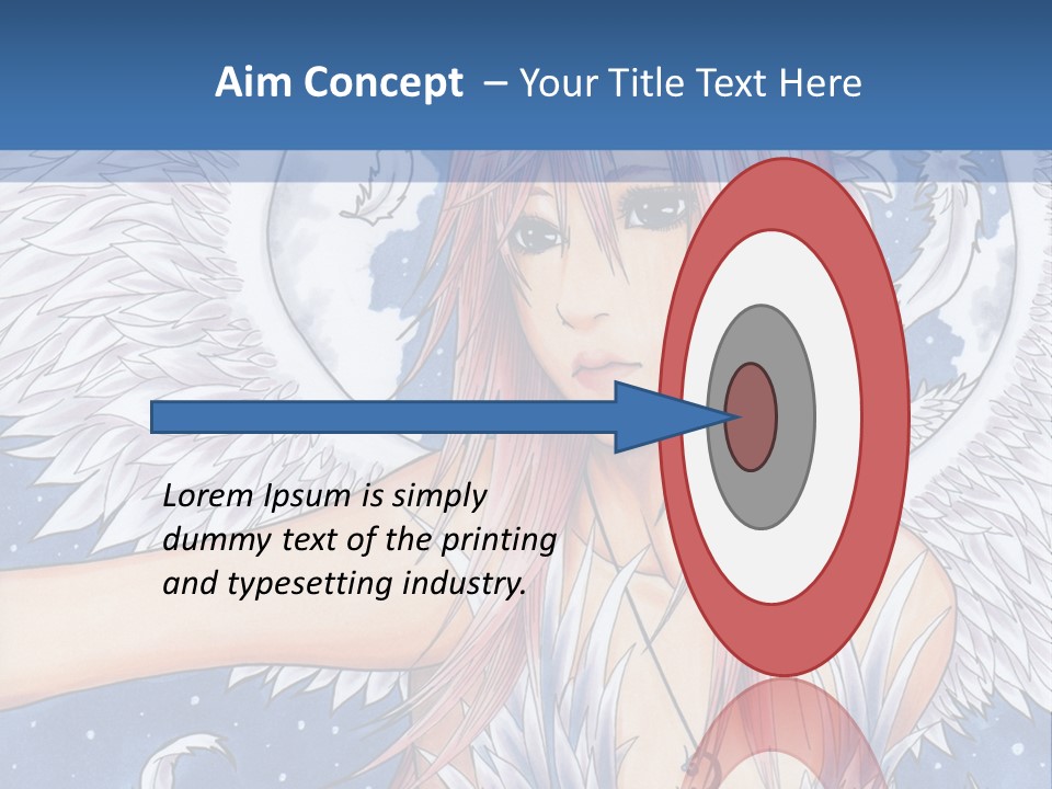 A Woman With Pink Hair And Angel Wings In Front Of A Blue Background PowerPoint Template