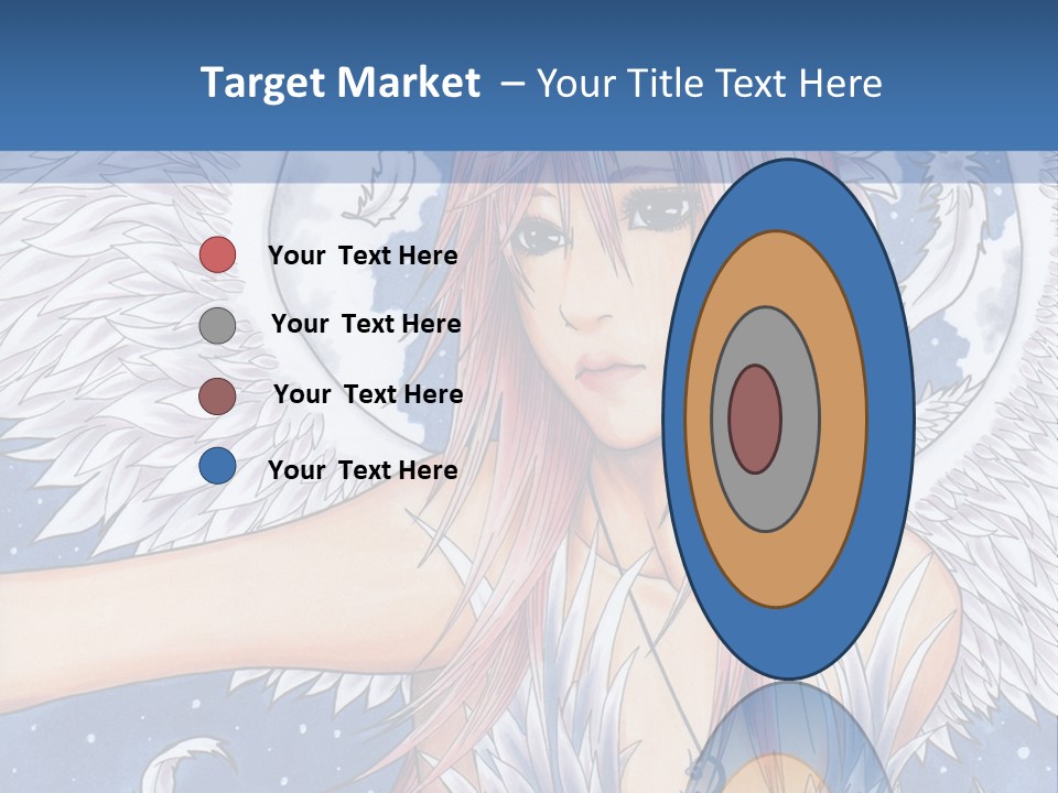A Woman With Pink Hair And Angel Wings In Front Of A Blue Background PowerPoint Template
