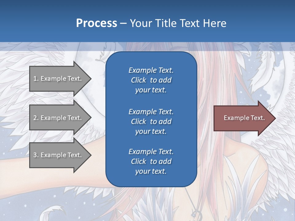 A Woman With Pink Hair And Angel Wings In Front Of A Blue Background PowerPoint Template