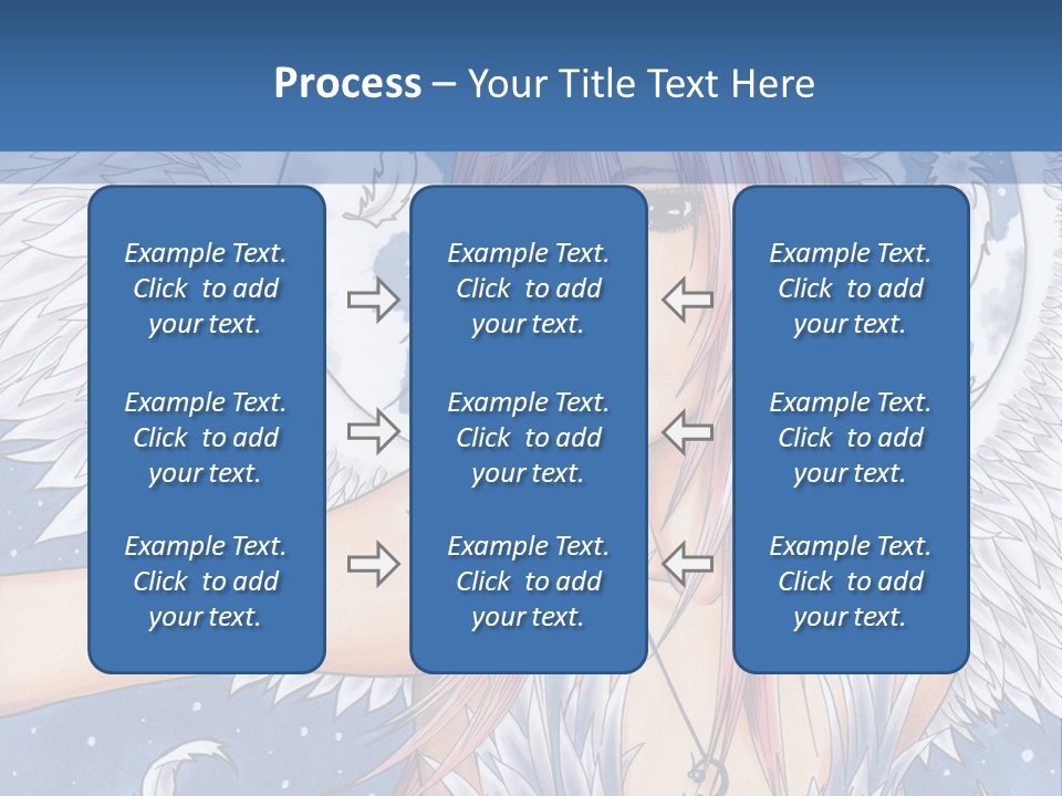A Woman With Pink Hair And Angel Wings In Front Of A Blue Background PowerPoint Template