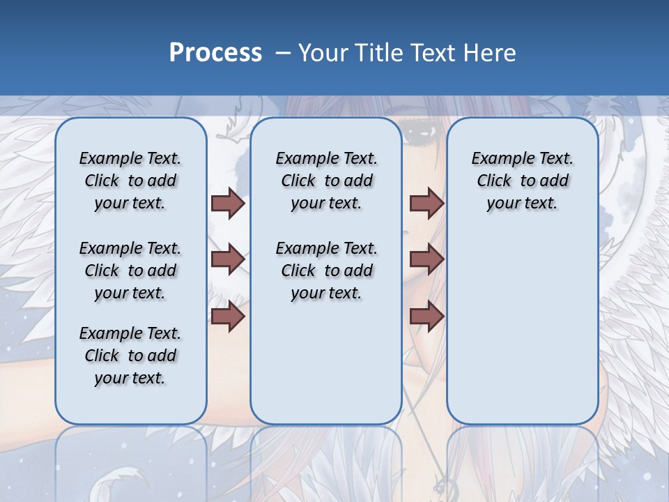 A Woman With Pink Hair And Angel Wings In Front Of A Blue Background PowerPoint Template