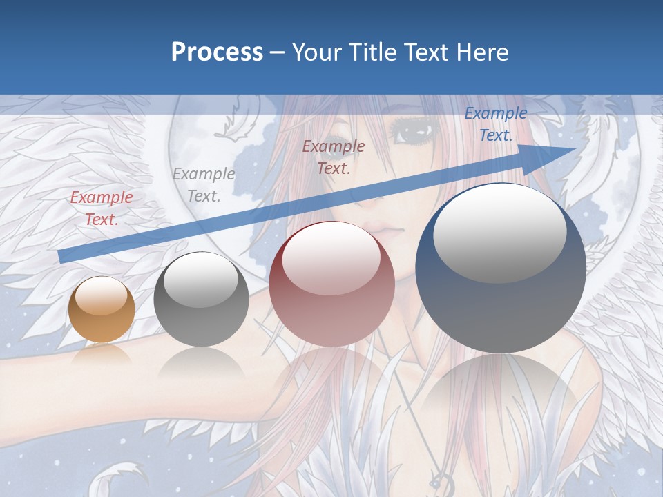 A Woman With Pink Hair And Angel Wings In Front Of A Blue Background PowerPoint Template