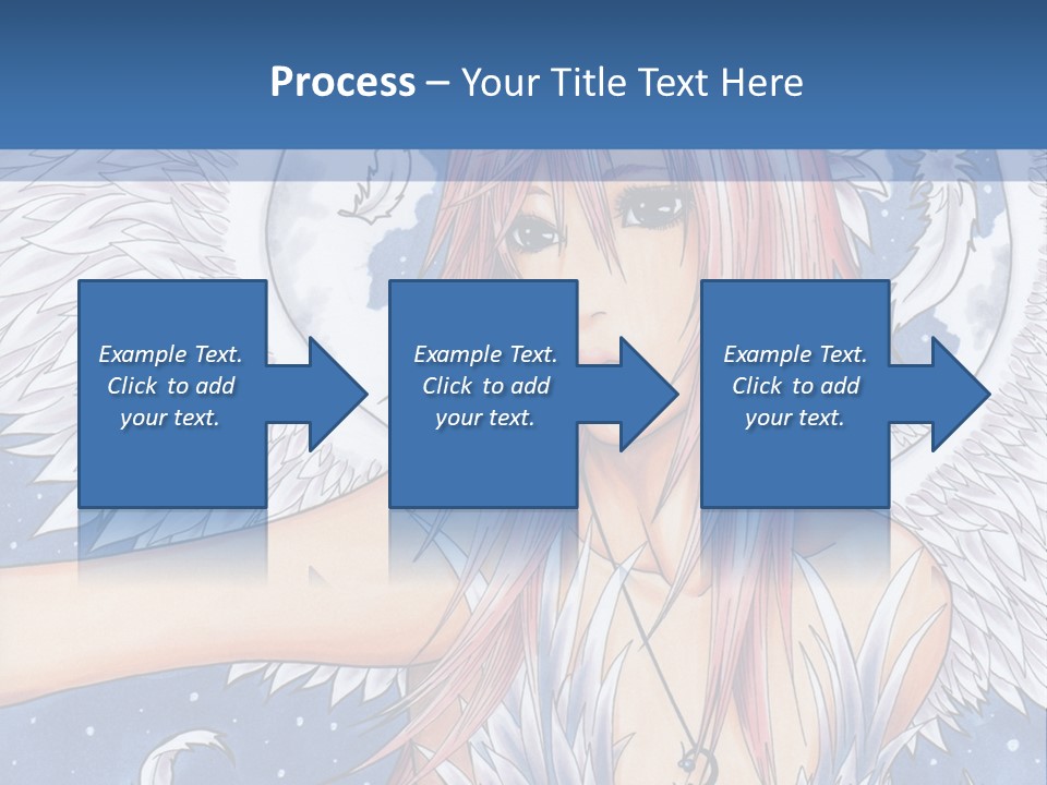 A Woman With Pink Hair And Angel Wings In Front Of A Blue Background PowerPoint Template