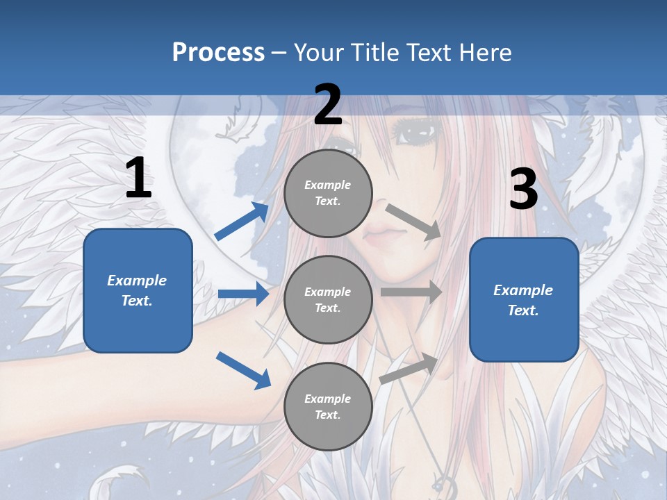 A Woman With Pink Hair And Angel Wings In Front Of A Blue Background PowerPoint Template