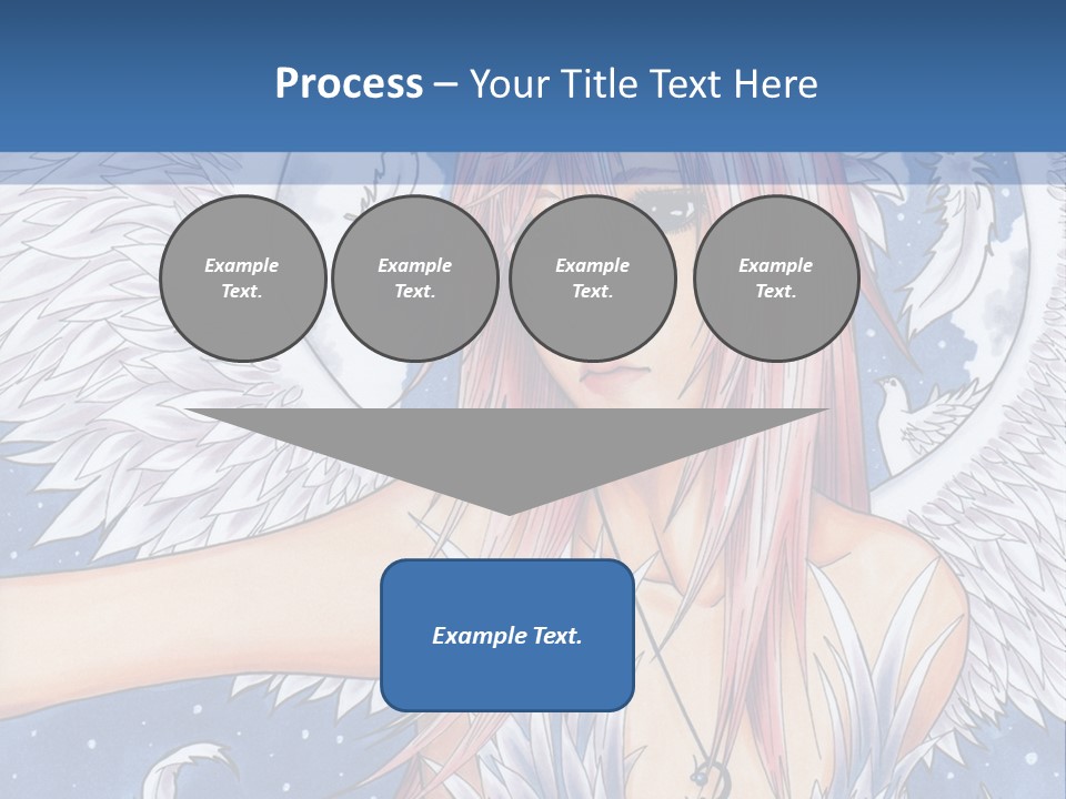 A Woman With Pink Hair And Angel Wings In Front Of A Blue Background PowerPoint Template