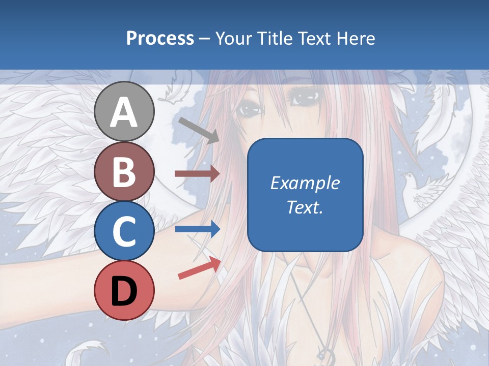 A Woman With Pink Hair And Angel Wings In Front Of A Blue Background PowerPoint Template