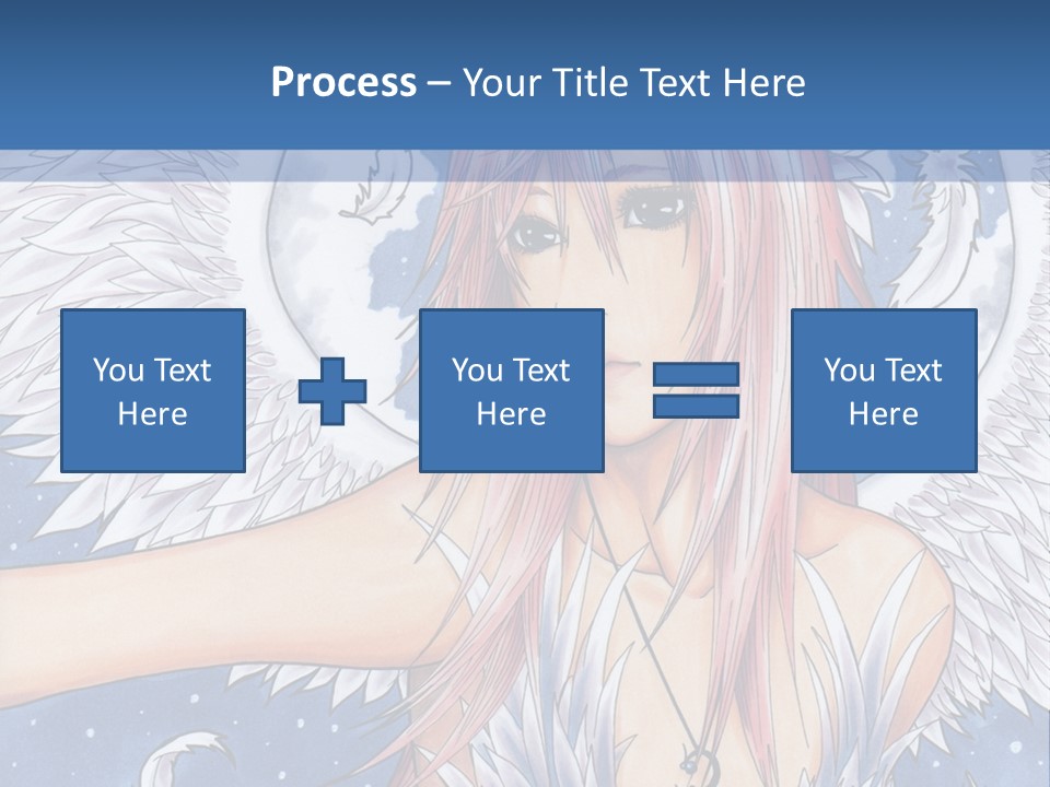 A Woman With Pink Hair And Angel Wings In Front Of A Blue Background PowerPoint Template