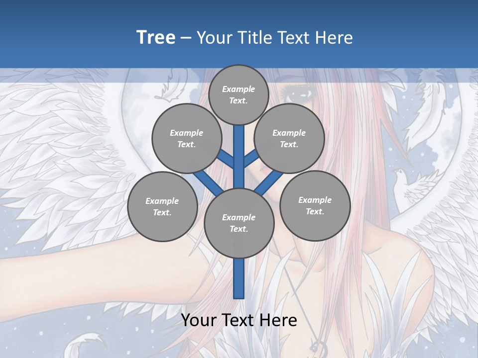 A Woman With Pink Hair And Angel Wings In Front Of A Blue Background PowerPoint Template