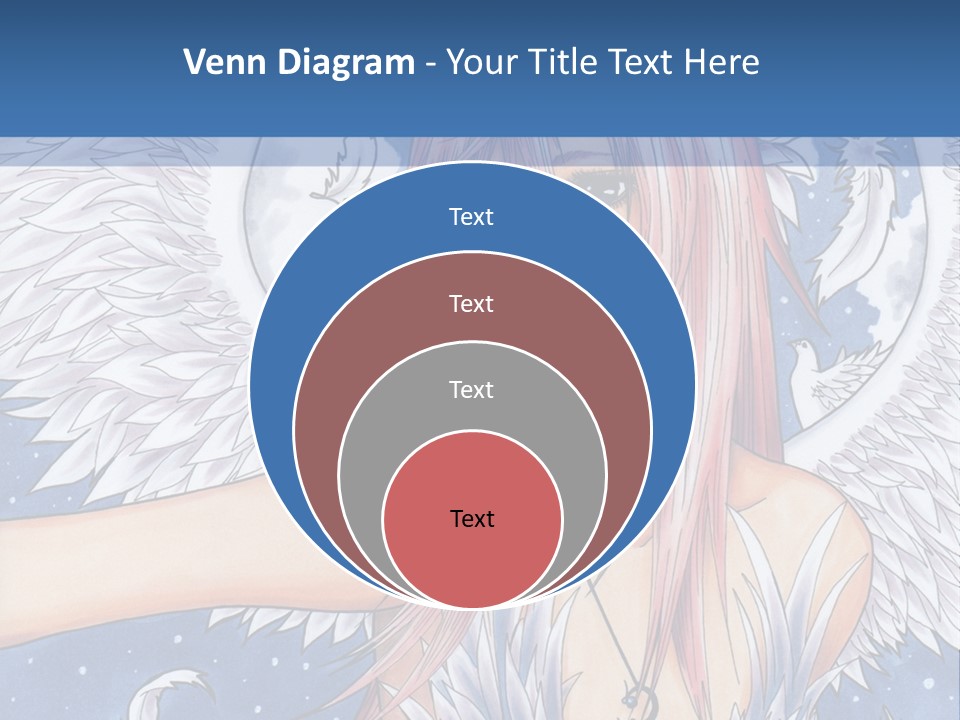 A Woman With Pink Hair And Angel Wings In Front Of A Blue Background PowerPoint Template